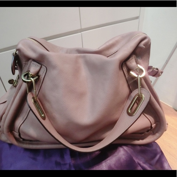 Auth 100% Chloe Rose Sand Leather Large Paraty - Picture 2 of 8